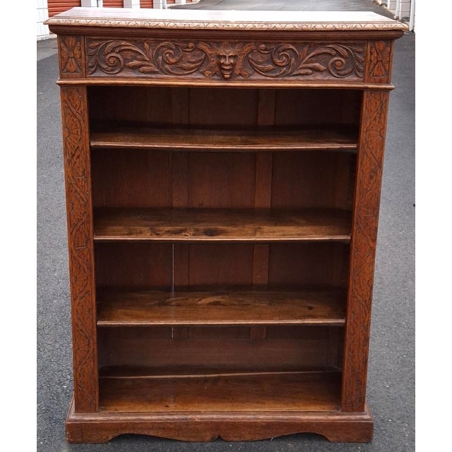 Victorian Renaissance Carved Oak Bookcase, Circa 1880s For Sale - Image 4 of 13