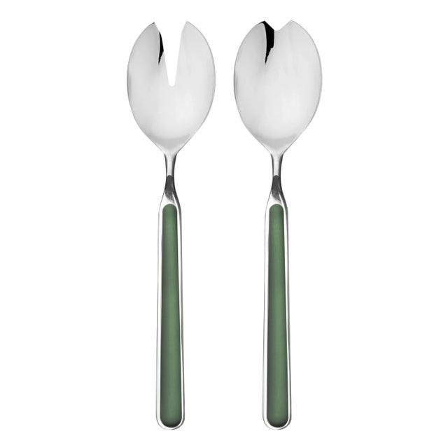 Contemporary Mepra Fantasia 2-Piece Salad Servers Set, Green For Sale - Image 3 of 3