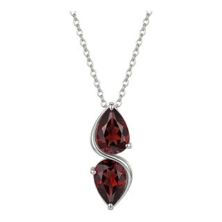 Minimalist Garnet Drop Necklace, January Birthstone Necklace for Woman For Sale
