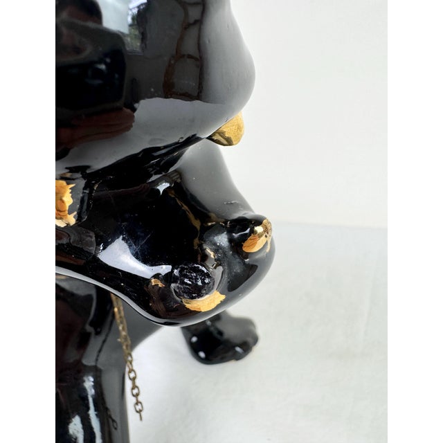 Vintage Mid-Century Modern Sleek Black Panther Ceramic Figurine For Sale - Image 10 of 12