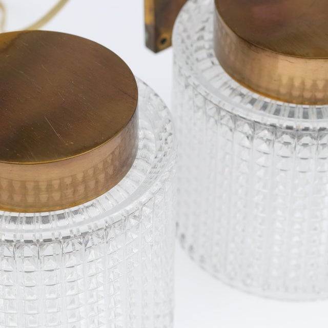 Brass and Glass Sconces by Carl Fagerlund for Orrefors, Sweden, 1960s, Set of 2 For Sale - Image 6 of 10