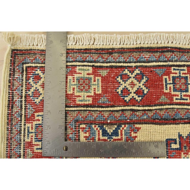 Kazak Rug 2′ X 3’2” Beige Wool Tribal Hand-Knotted Oriental Carpet For Sale - Image 9 of 9