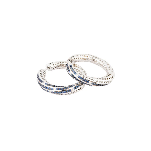 Natural diamond 0.18cts & blue sapphire 1.48 earring in 18k gold For Sale - Image 18 of 18