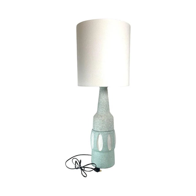 Ceramic Atomic Era Ceramic Table Lamp in Light Aquamarine, Refurbished For Sale - Image 7 of 9