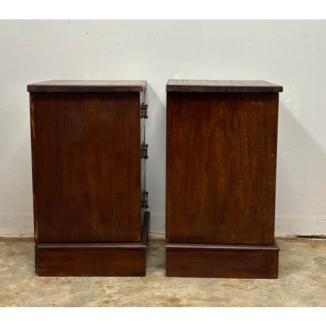 Brown Antique English Mahogany Nightstands - A Pair For Sale - Image 8 of 8