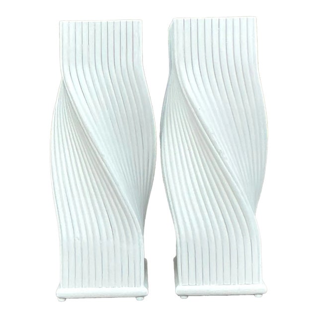 Vintage Coastal Twisted Rattan Dining Table Pedestals - Set of 2 For Sale