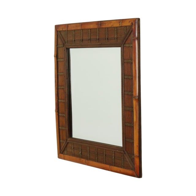 Vintage Square Bamboo and Rattan Mirror, 1960s For Sale - Image 12 of 16