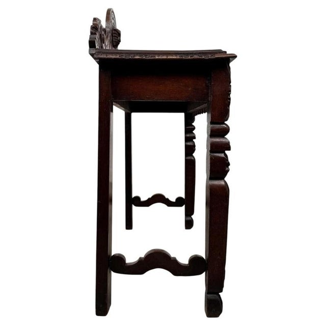 19th Century Antique 19th Century English Victorian Carved Oak Side Table For Sale - Image 5 of 10