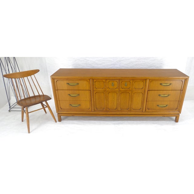 Mid Century 80” Long 9 Drawers Dresser Credenza Two Drawer Compartment MINT For Sale - Image 10 of 17