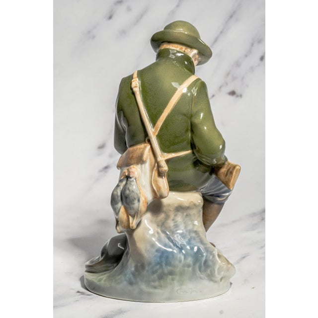 Ceramic Vintage Royal Copenhagen Denmark Hand Painted Hunter With Dog Porcelain Figurine Christian Thomsen Sporting Country Home Decor For Sale - Image 7 of 14
