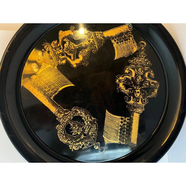 Piero Fornasetti Piero Fornasetti Round Serving Decorative Metal Tray Featuring Keys For Sale - Image 4 of 7