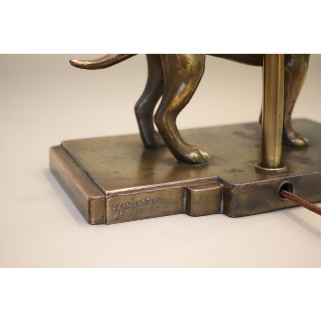 Frankart Art Deco Figural Great Dane Dog Sculpture Brass Bronze Table Lamp 1930s For Sale - Image 10 of 11