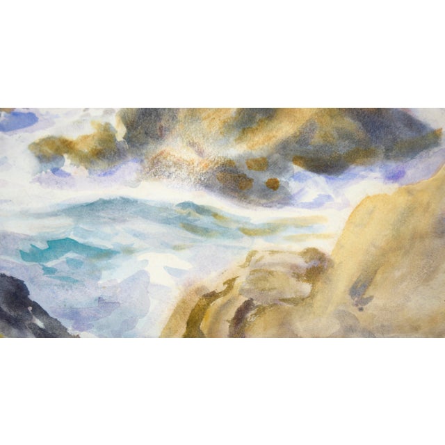 American Rocky California Seascape in Watercolor on Paper by Paul Dougherty For Sale - Image 3 of 11