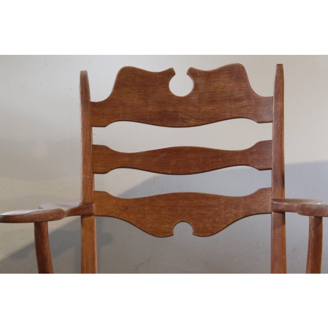 Set of Vintage Brutalist Oak Razorblade Armchairs by Henning Kjærnulf, 1960s For Sale - Image 12 of 14