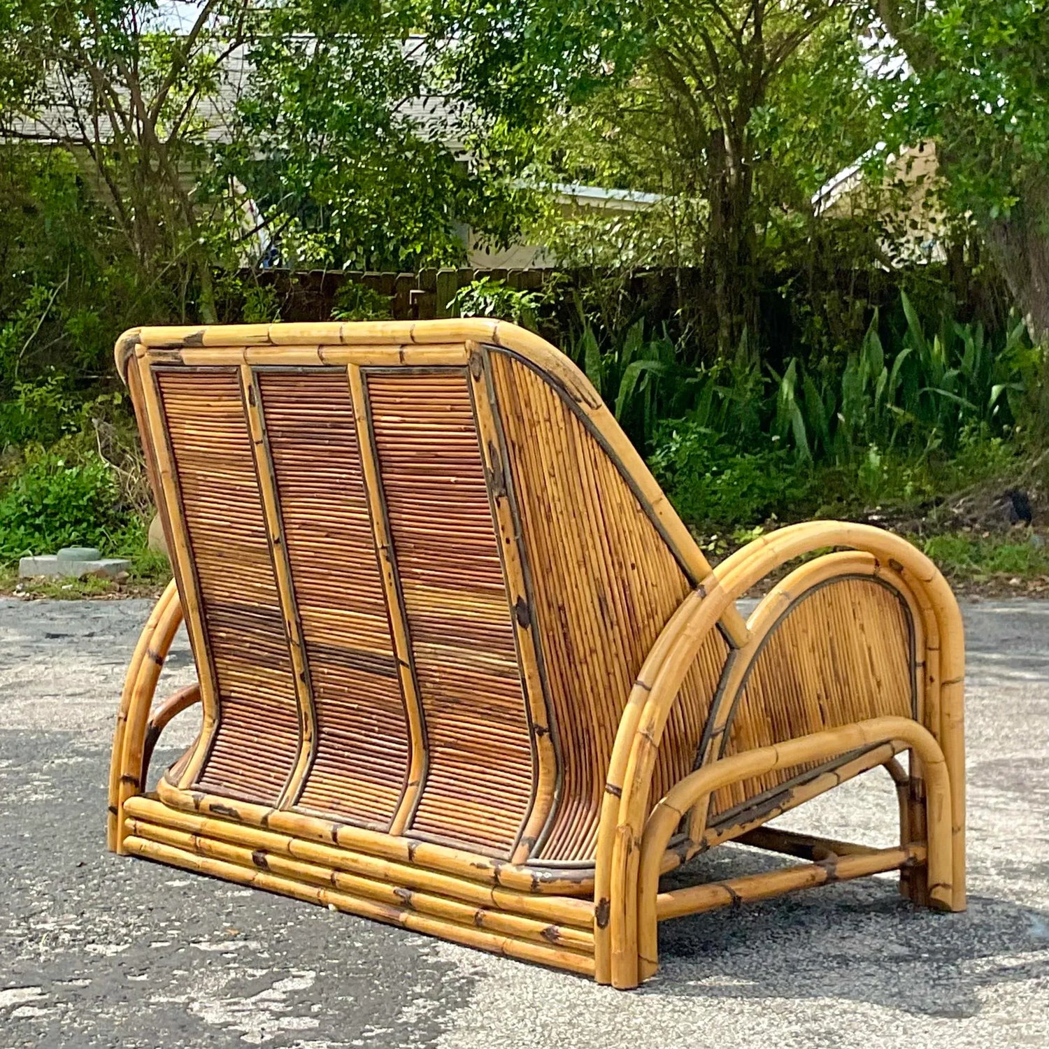 Vintage Coastal 1950s Pencil Reed Loveseat — additional photo 5