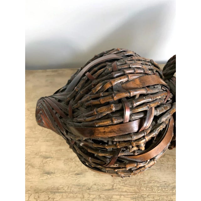 Antique Japanese Gourd Shape Bamboo Ikebana Basket For Sale - Image 4 of 11