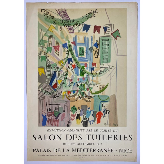 Raoul Dufy Original Vintage Mourlot Art Exhibition Poster Ville De Nice Raoul Dufy Fauvism Dated 1957 For Sale - Image 4 of 7