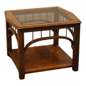 Altavista Lane 30x26" Rustic European Style Glass-Topped Accent End Table 1697-53