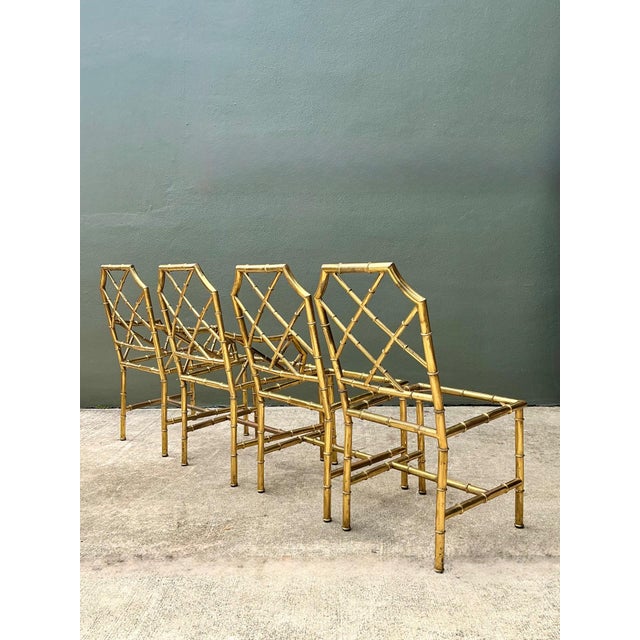Vintage Italian Faux Bamboo Brass Dining Chairs - Set of 4 For Sale - Image 11 of 18