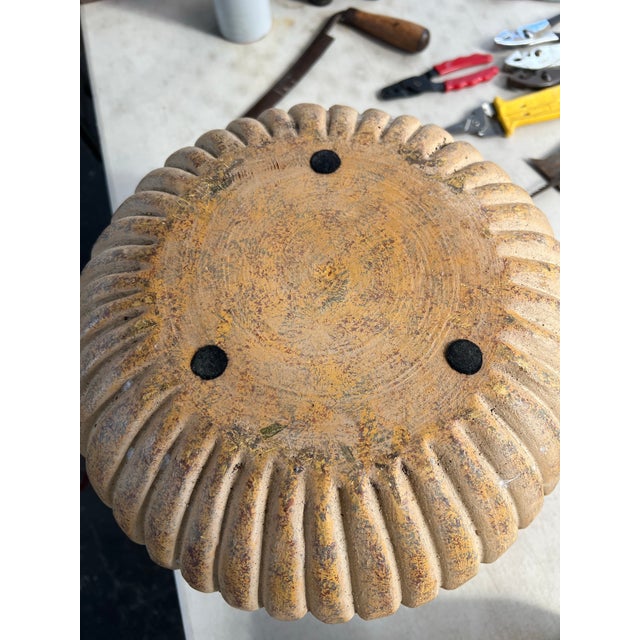 Ceramic Mid Century Heavy Fluted Ceramic Vase For Sale - Image 7 of 7