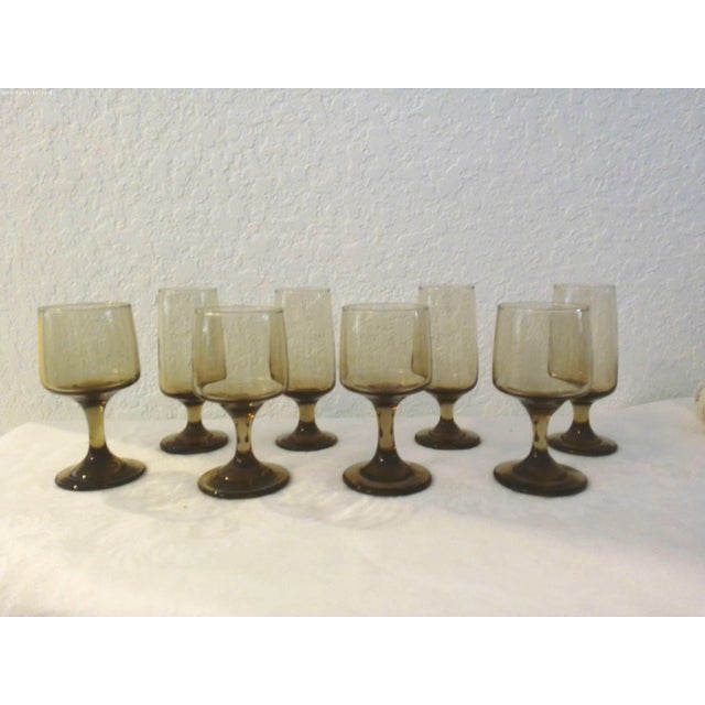 Libbey Glass Co. 1970s Libbey Tawny-Smoke Cocktail Glasses, Set of 8 For Sale - Image 4 of 4
