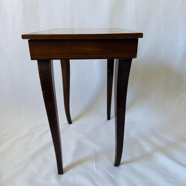 Vintage Italian Inlaid Wood Music Box Table For Sale - Image 10 of 12