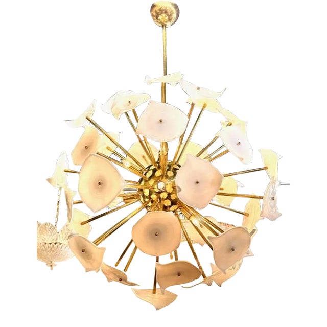 Murano Glass and Brass Sputnik Chandelier For Sale