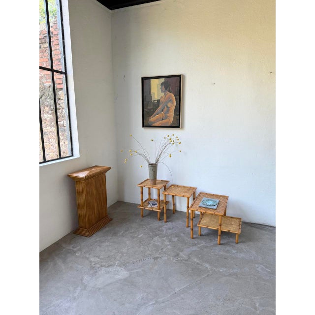 Nesting Tables in Rattan and Wicker, 1970, Set of 4 For Sale - Image 3 of 18