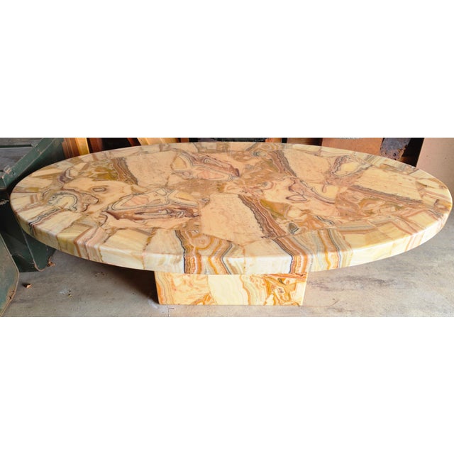 Mid-Century Modern Beautiful Vintage Tessellated Brown Onyx Coffee Table For Sale - Image 3 of 5