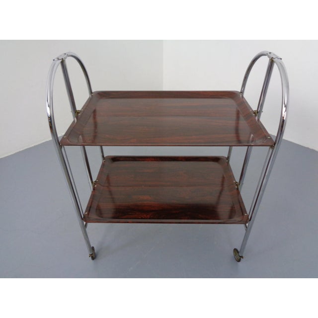 Vintage Optic Rosewood Pressalit Tea Cart, 1970s For Sale - Image 3 of 18