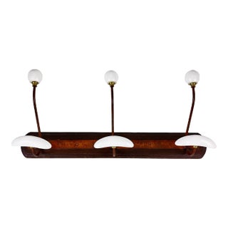 French Beaux-Arts Wood and White Enamel Coat and Hat Rail For Sale