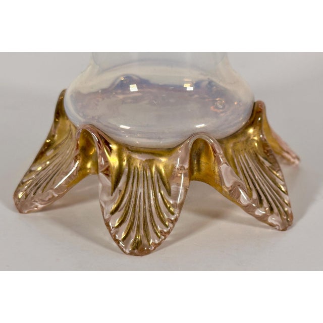 Early 20th Century Moser Opalescent Gilt Bud Vase with Applied Rigaree For Sale - Image 5 of 10