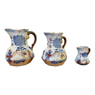 Victorian Masons Ironstone Hydra Jugs, 1880s, Set of 3 For Sale
