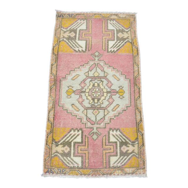 1960s Pastel Pink Oushak Bedroom Small Rug For Sale
