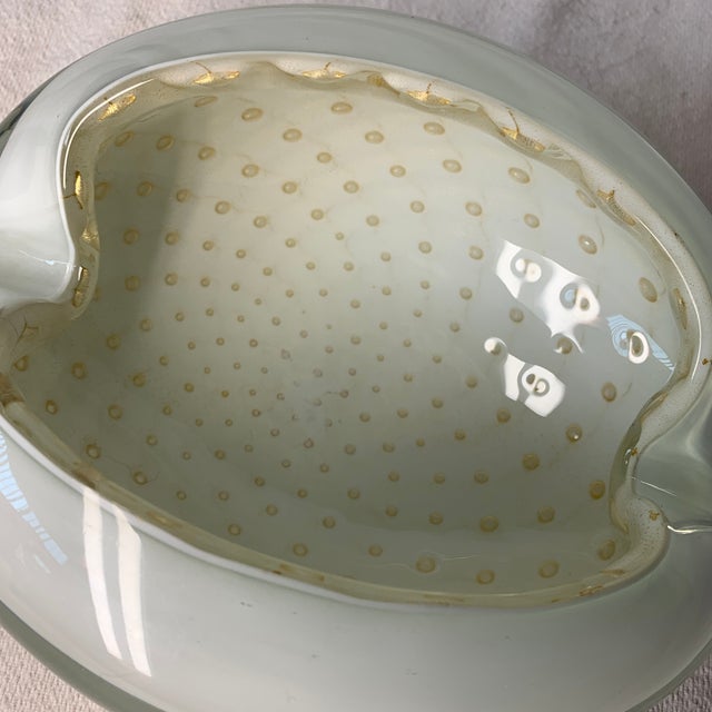 Mid-Century Modern Vintage Murano Glass Alfredo Barbini Bullicante White Cased Glass With Gold Aventurine Flecks 2.4 LBS For Sale - Image 3 of 5