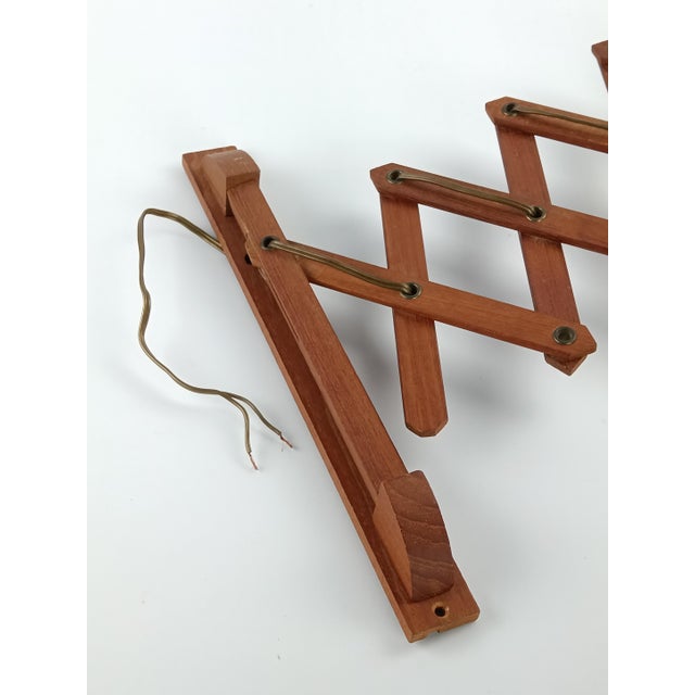 Wood Scandinavian Scissor Lamp in Teak, 1960s For Sale - Image 7 of 14