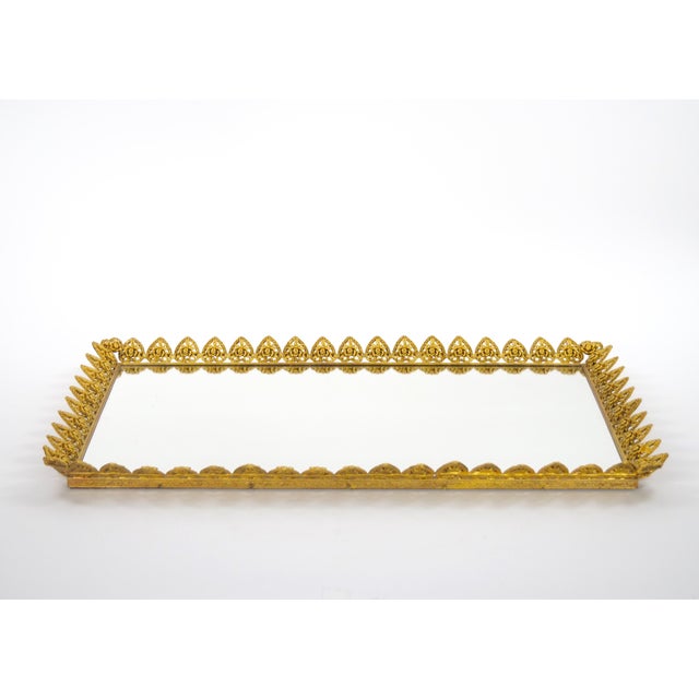 Large North American Gilt-Metal & Mirrored Vanity / Serving Tray, 1970s For Sale - Image 11 of 11