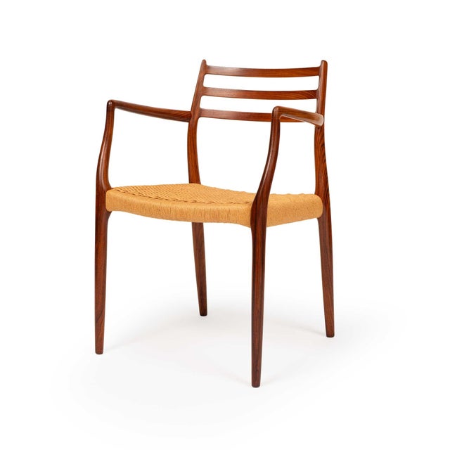 Brown Vintage Niels Otto Møller Model 78 & 62 Dining Chairs – Rosewood Danish Cord Set of 8 For Sale - Image 8 of 16