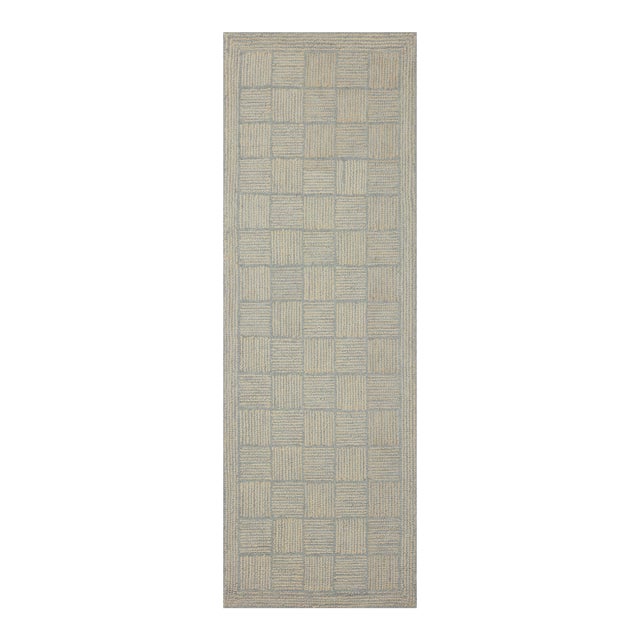 Chris Loves Julia x LoloiFrancis Silver / Sky 2'-6" x 9'-9" Runner Rug For Sale