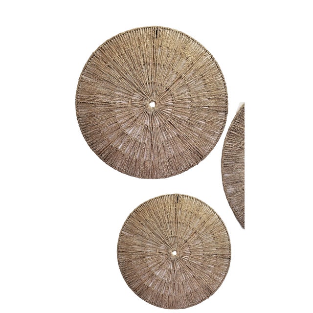 Brown Wall Sculptures Jute Trio Metal Frame For Sale - Image 8 of 9