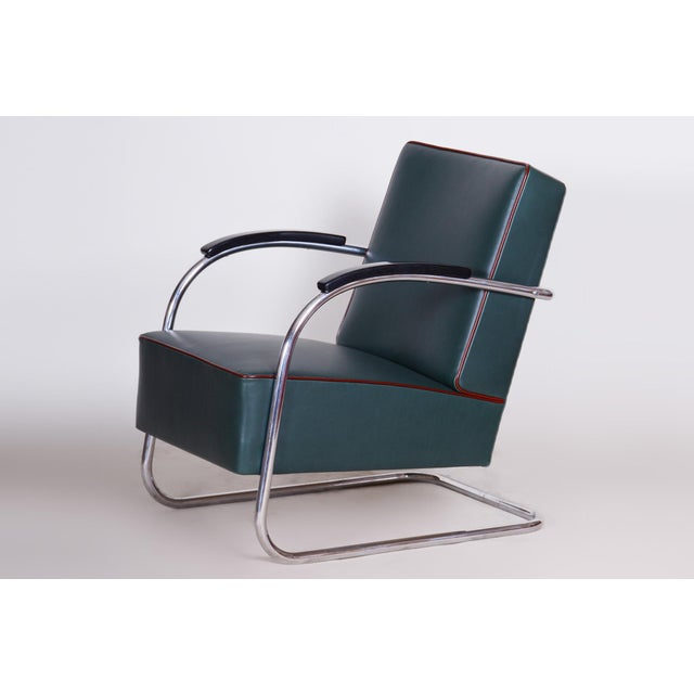 Bauhaus Chrome & Leather Armchair from Mücke-Melder, 1930s For Sale - Image 10 of 12