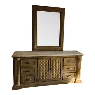 1990s Drexel Heritage Corbel Collection Dresser With Mirror For Sale