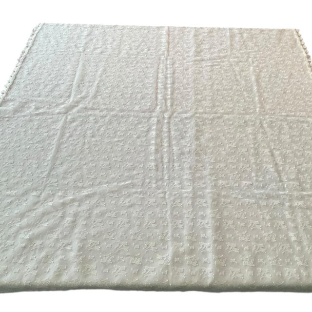This is a beautiful handmade, vintage floral lace tablecloth/ table cover for a small square coffee table or a small...