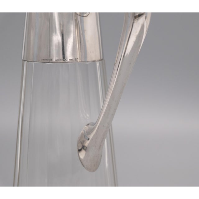 Metal German Arts & Crafts 800 Silver & Glass Claret Jug from Schraeder Münster, 1900s For Sale - Image 7 of 14