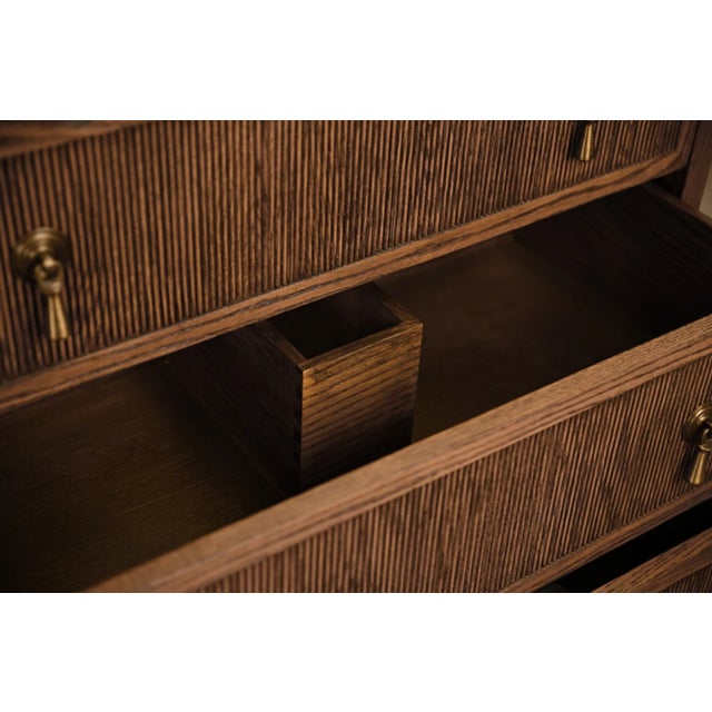 Worlds Away Matthew Izzo Home Enzo Provincial Brown Oak Single Porcelain Sink Bath Vanity For Sale - Image 4 of 6