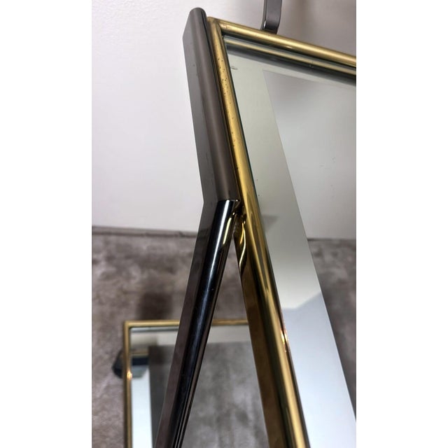 Mid 20th Century Italian Bar Cart in Burnished Steel and Brass For Sale - Image 14 of 18