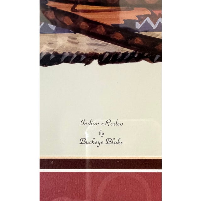 Rare 1989 "Indian Rodeo" Poster Signed by Artist Buckeye Blake in 1994 For Sale - Image 4 of 10
