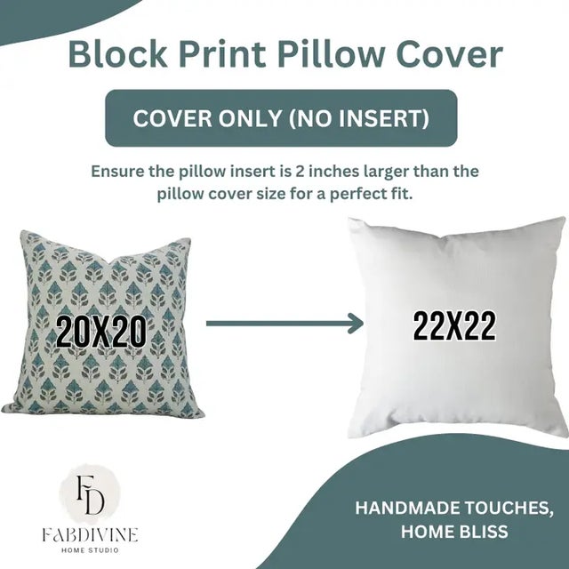 Boho Block Print Water Replicant Cushion Cover 14x20 Inch Cotton Linen- Mayur For Sale - Image 6 of 6