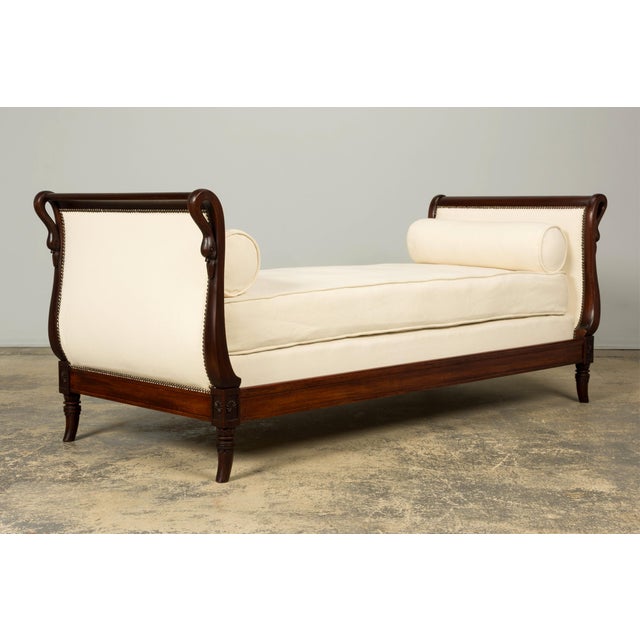 Early 19th Century French Empire Swan Neck Mahogany Daybed, Paris For Sale - Image 12 of 17