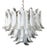 Vintage Italian Murano Chandelier with 53 Transparent Lattimo Glass Petals from Mazzega, 1982 For Sale